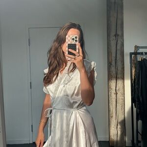 White Satin Robe with Beading